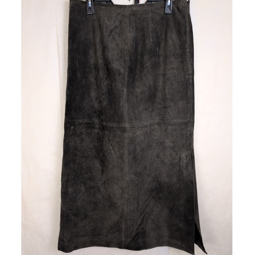 St. Johns Bay brown suede maxi skirt Size 14 Retro Luxe Boho Western Cowgirl